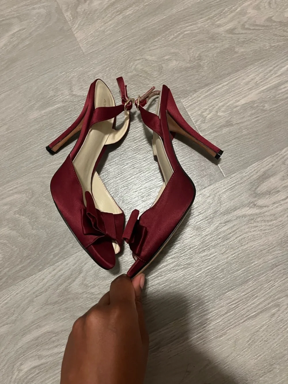 BCBGMaxAzria Red Satin Bow‎ Slingback Heels
